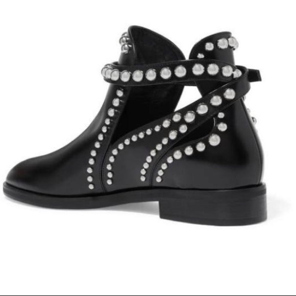 Fersini Italian Leather Ankle Boots Black Studded Booties Cutout Women's 9.5 - Picture 7 of 12